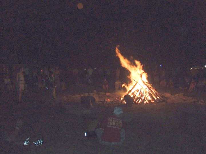 Bonfire and drum circle nightly a the Cam Stage.